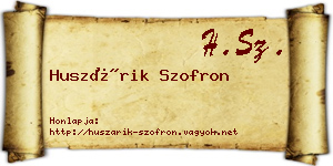 Huszárik Szofron névjegykártya